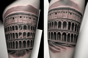 A tattoo idea that combines the PI symbol and the colosseum tattoo idea