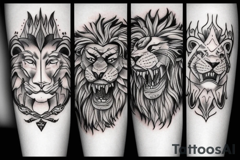 Dragon and lion face tattoo idea