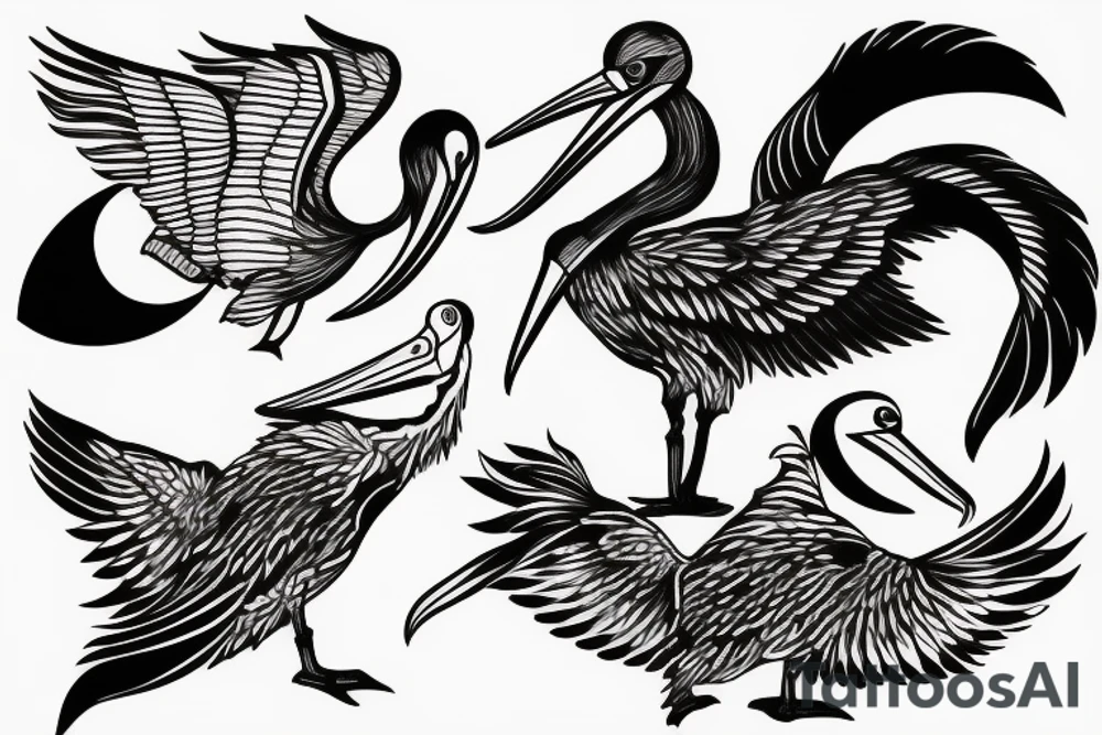 pelican over moon tattoo idea