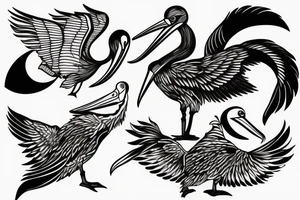 pelican over moon tattoo idea