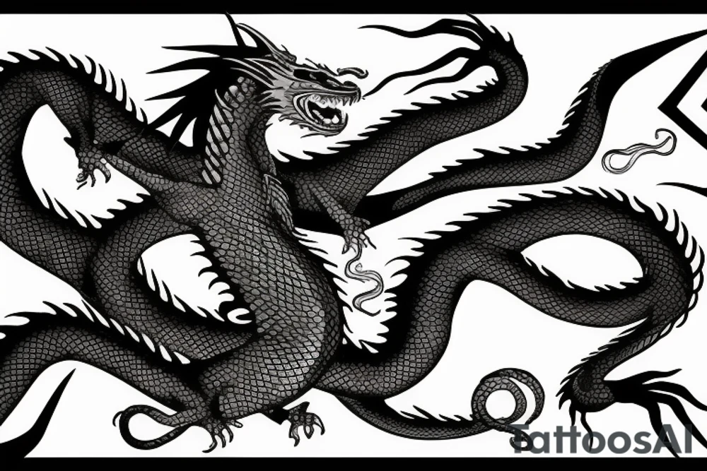 Dragon fading to medusa tattoo idea
