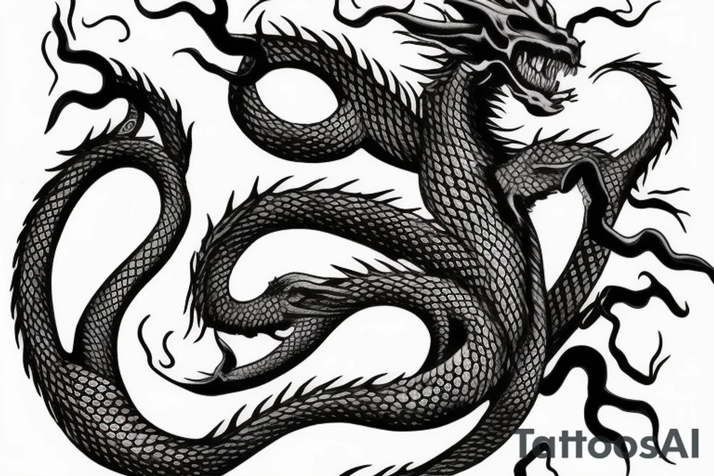 Dragon fading to medusa tattoo idea