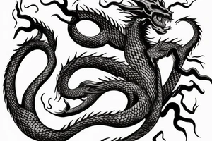 Dragon fading to medusa tattoo idea