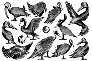 pelican over the moon tattoo idea