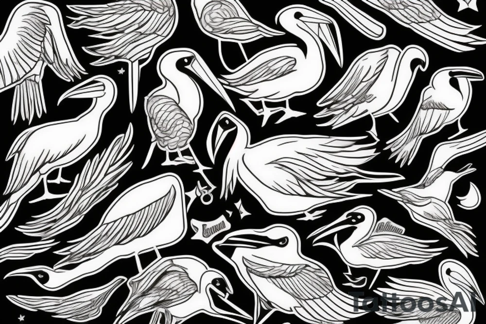 pelican over the moon tattoo idea