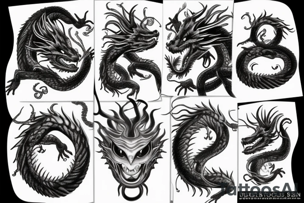 Dragon with Medusa face tattoo idea