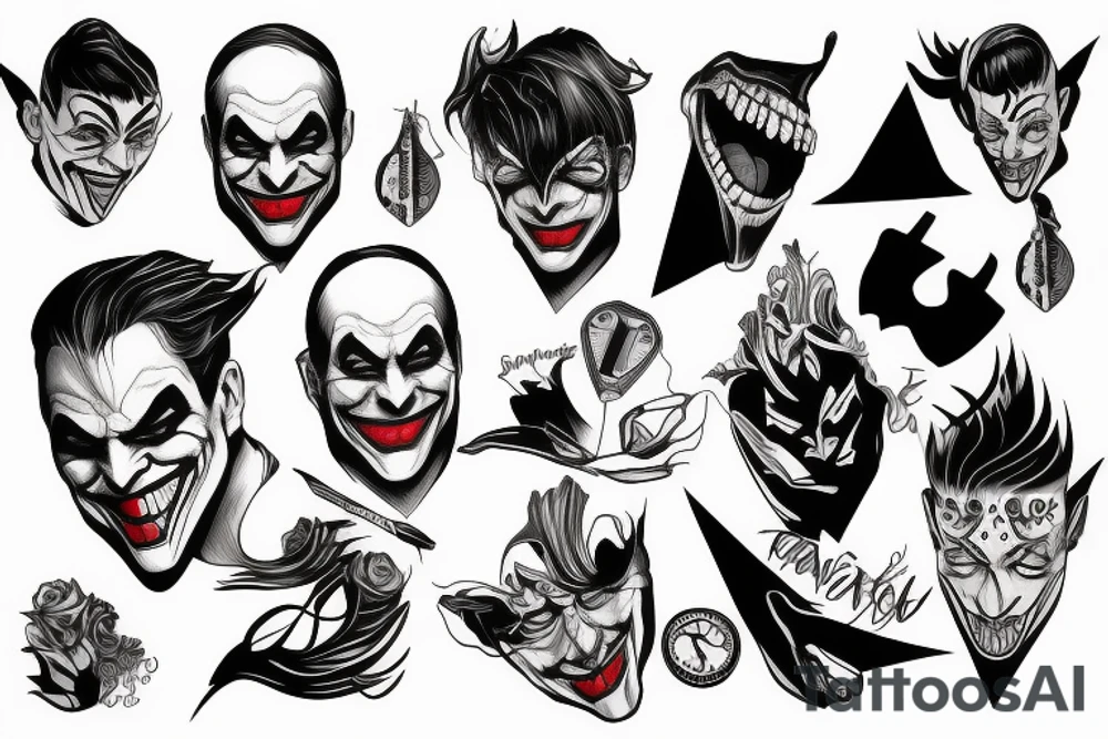 joker with cool sharp lines tattoo idea