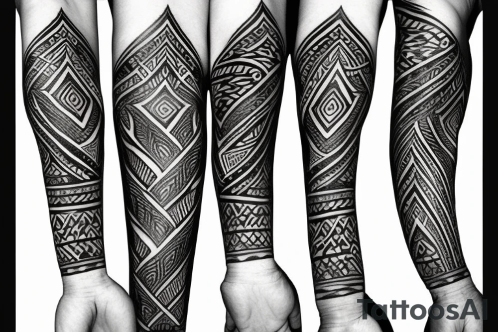 tribal flame arm sleeve tattoo idea
