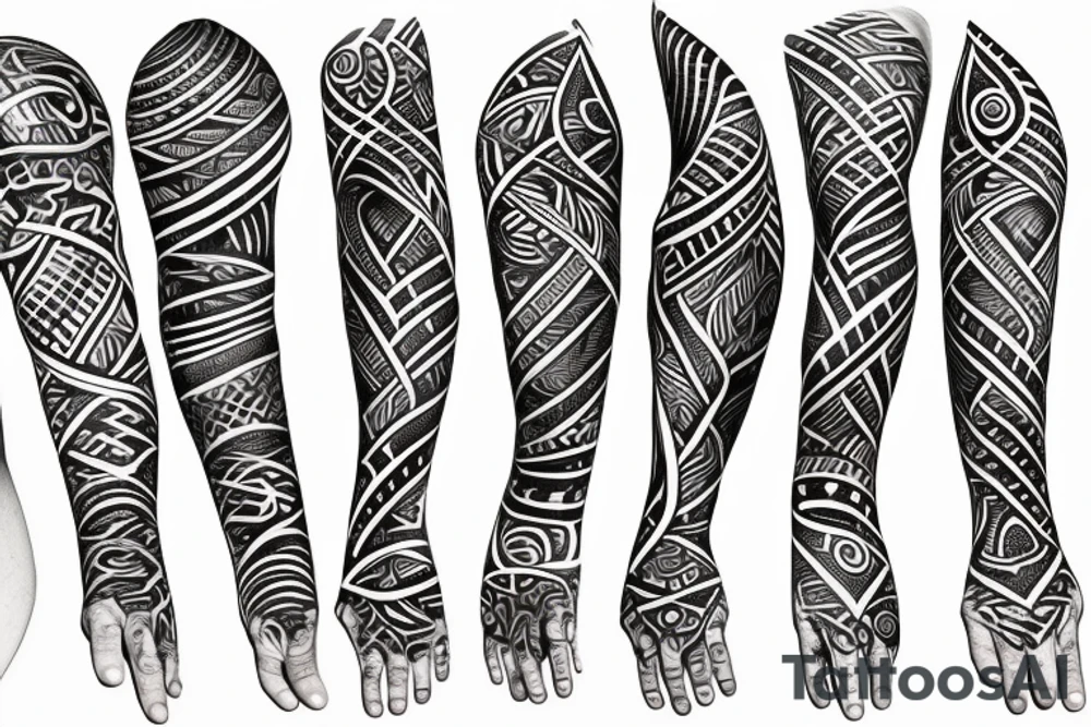 tribal flame arm sleeve tattoo idea