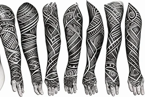 tribal flame arm sleeve tattoo idea