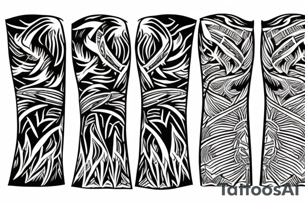tribal flame arm sleeve tattoo idea