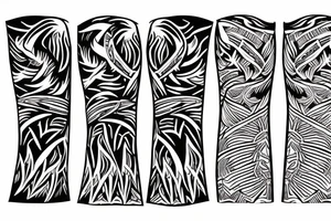 tribal flame arm sleeve tattoo idea