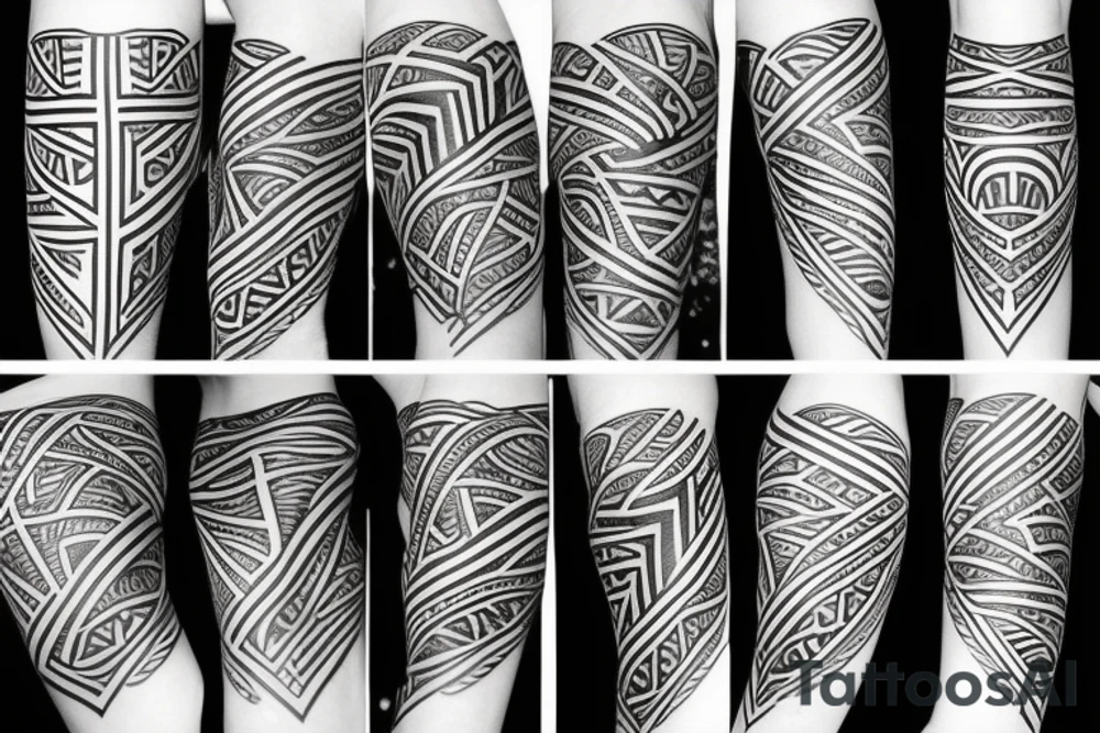tribal flame arm sleeve tattoo idea