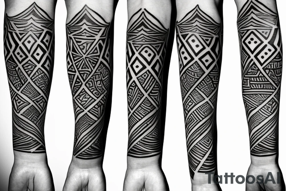 tribal flame arm sleeve tattoo idea
