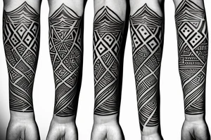 tribal flame arm sleeve tattoo idea