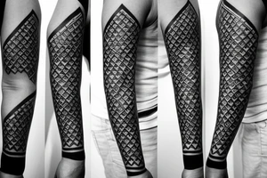 tribal arm sleeve, minimal ink, flame like lines tattoo idea