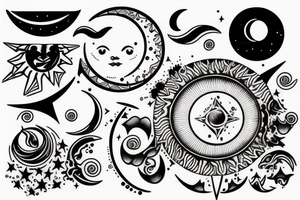 Sun, moon and orions belt tattoo idea