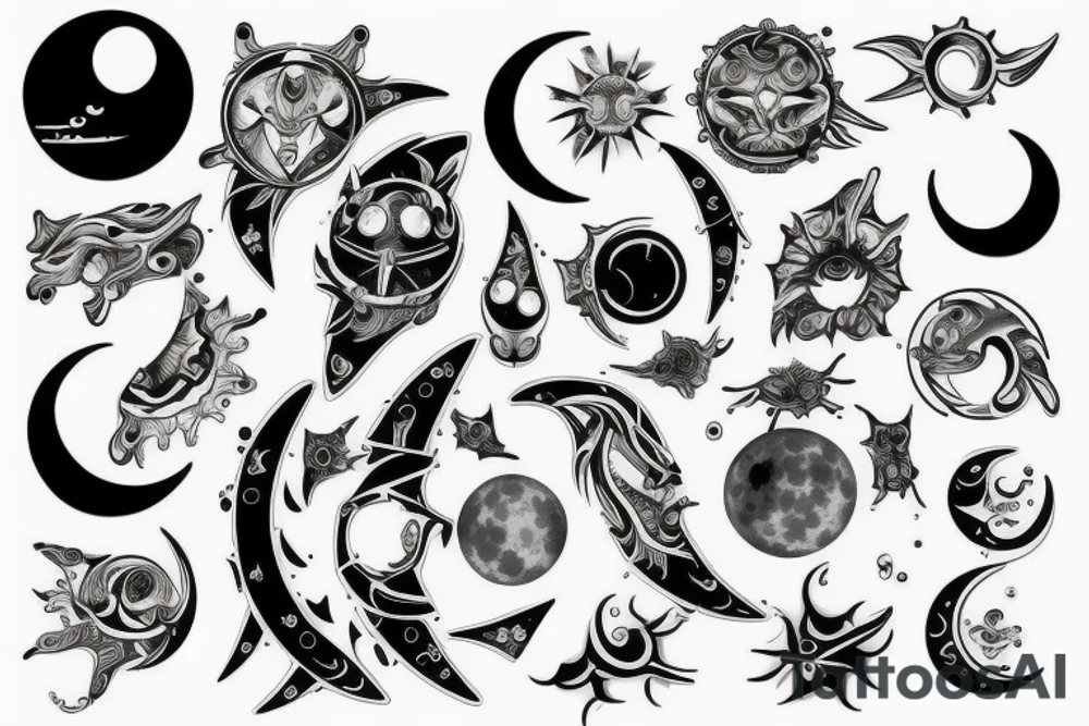 Sun, moon and orions belt tattoo idea