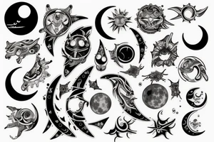 Sun, moon and orions belt tattoo idea
