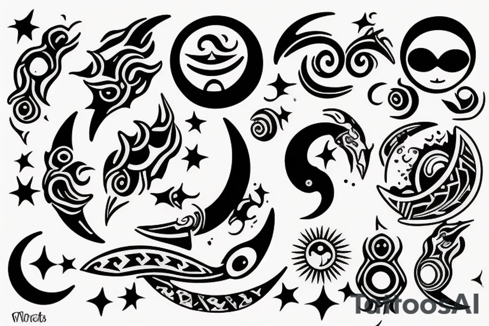 Sun, moon and orions belt tattoo idea