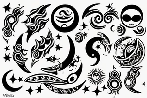Sun, moon and orions belt tattoo idea