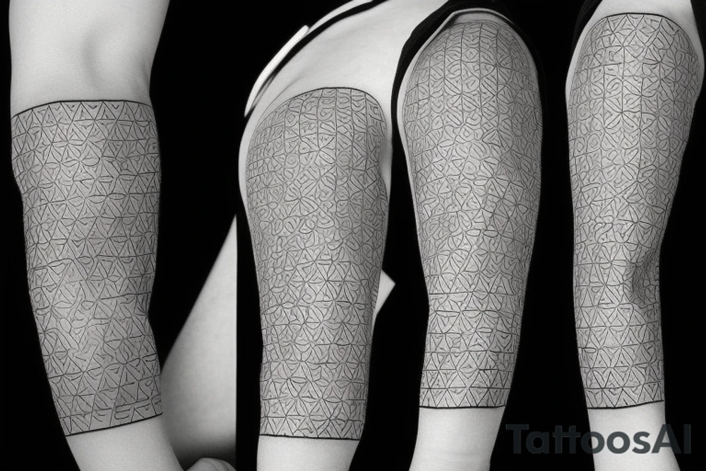 geometric trash polka sleeve tattoo idea