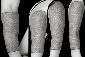 geometric trash polka sleeve tattoo idea