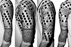 geometric trash polka half sleeve tattoo idea