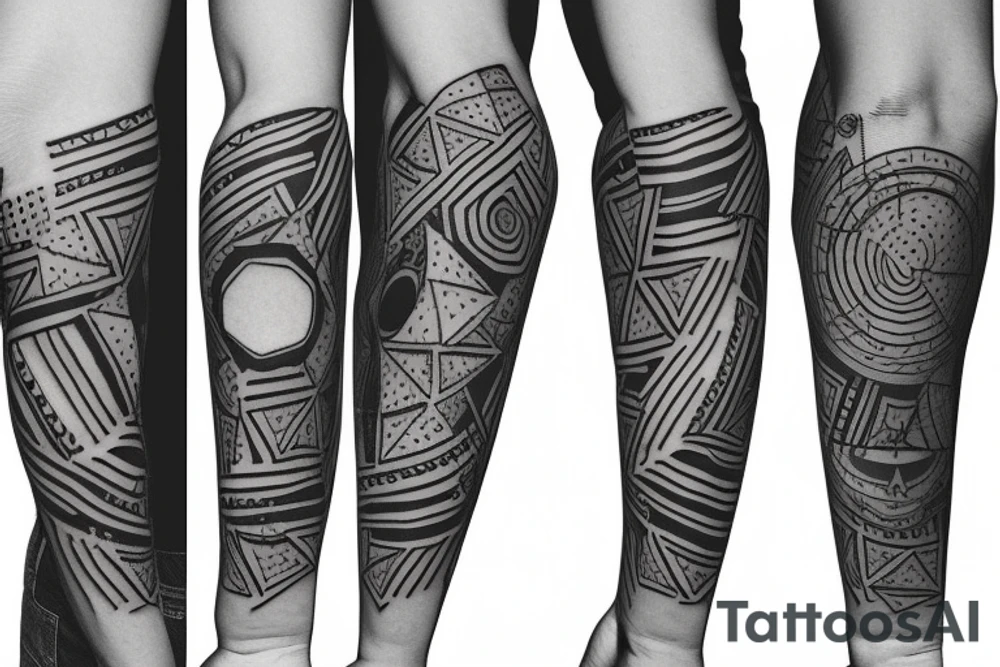 geometric trash polka half sleeve tattoo idea geometric trash polka half sleeve tattoo idea