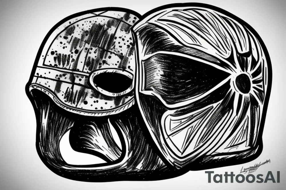 gladiator helmet with scratches tattoo idea