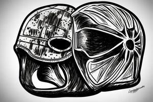 gladiator helmet with scratches tattoo idea