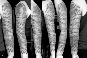 geometric tattoo sleeve. Split into sections with solid black lines. jedi logo tattoo idea