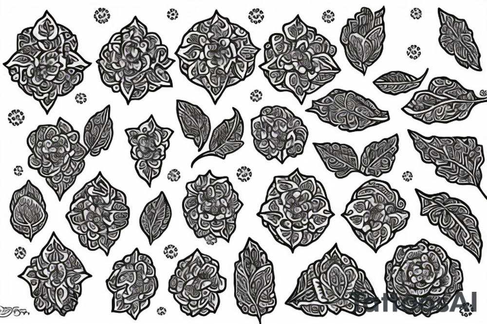 viburnum  with Ukrainian patterns tattoo idea