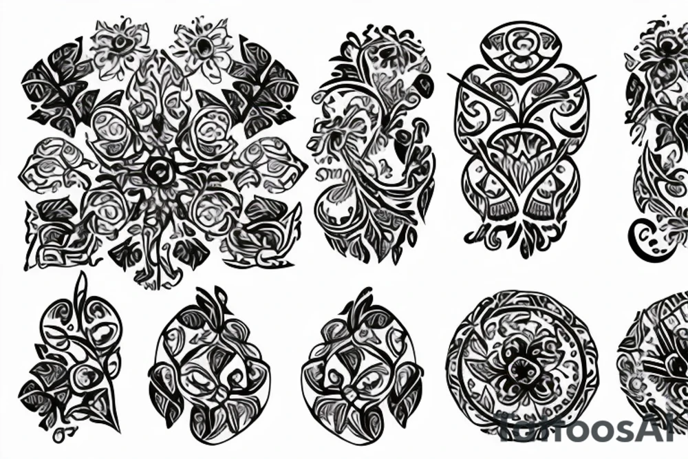 viburnum  with Ukrainian patterns tattoo idea