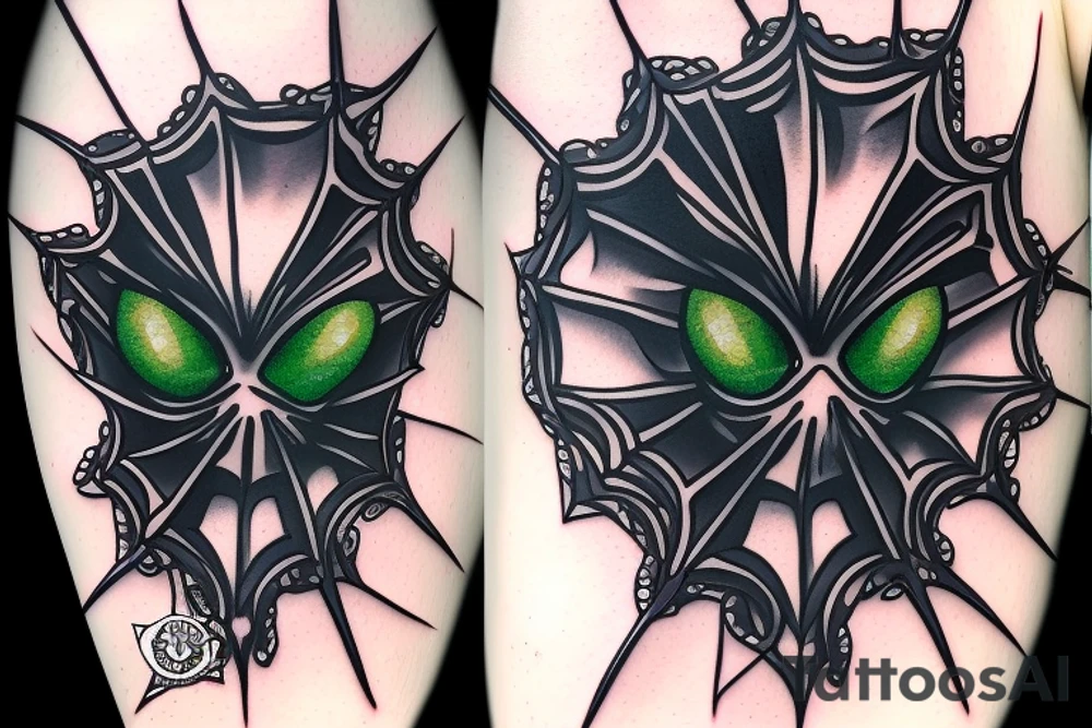 Gothic spider with emerald in abdomem and gems for eyes tattoo idea