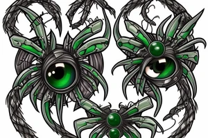 Gothic spider with emerald in abdomem and gems for eyes tattoo idea