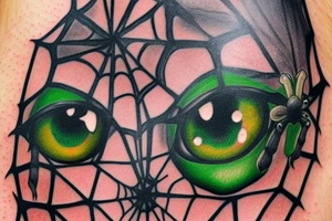 Gothic spider with emerald in abdomem and gems for eyes tattoo idea