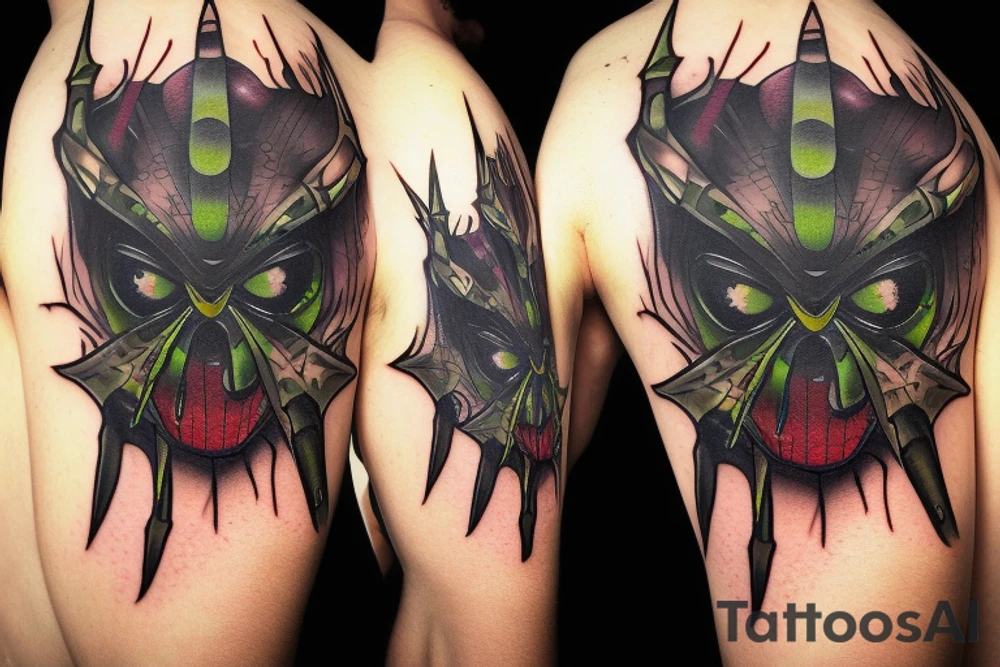 Gothic spider with emerald in abdomem and gems for eyes tattoo idea