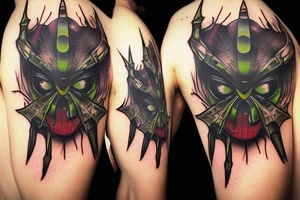Gothic spider with emerald in abdomem and gems for eyes tattoo idea