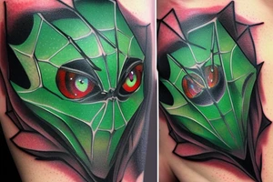 Gothic spider with emerald in abdomem and gems for eyes tattoo idea