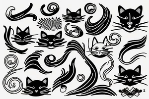 cat and waves tattoo idea
