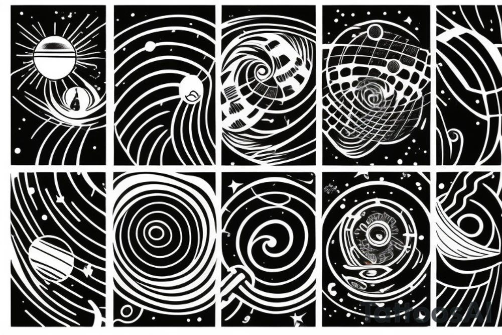 solar system, lines, circle tattoo idea
