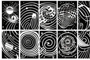 solar system, lines, circle tattoo idea
