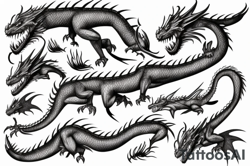 Realistic dragon with open mouth tattoo idea