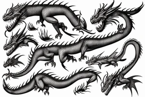 Realistic dragon with open mouth tattoo idea