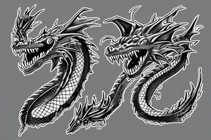 Realistic dragon with open mouth tattoo idea