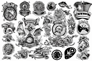 Half sleeve with nautical theme tattoo idea