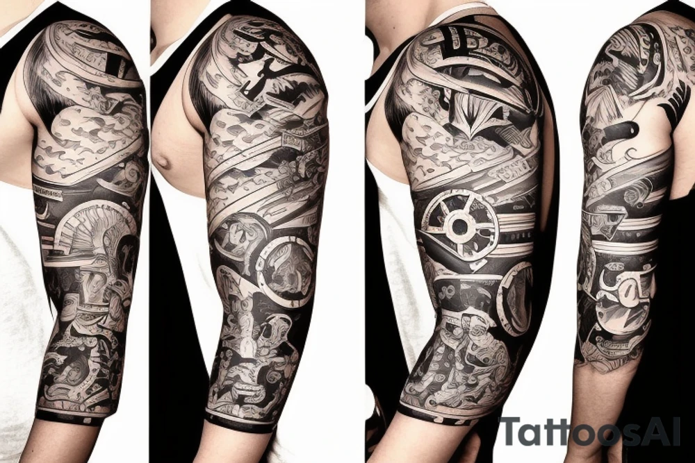 Half sleeve with nautical theme tattoo idea