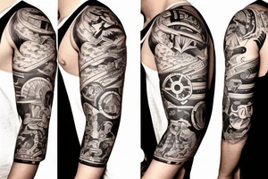 Half sleeve with nautical theme tattoo idea