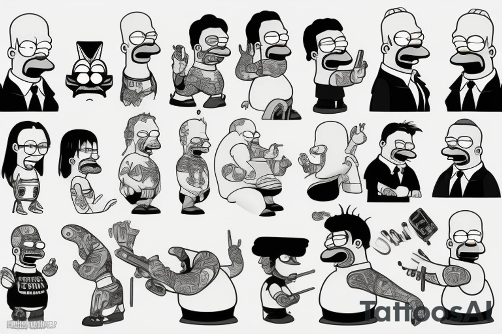 Homer Simpson like a bad guy with tattoo tattoo idea
